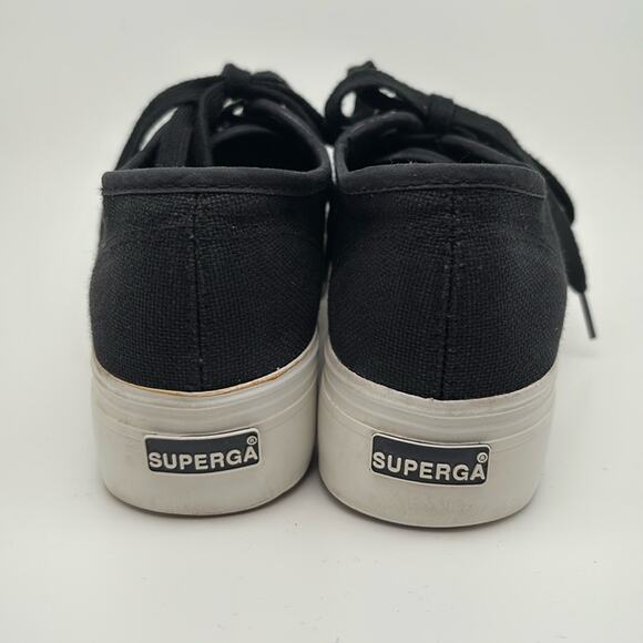 Superga Women’s / Unisex Black Canvas Platform Sneaker Size 37.5 US 5.5 - Picture 4 of 10